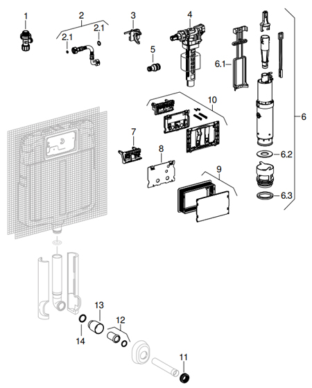 Cassette incasso UNICA e UNICA+ Geberit. I vecchi modelli prima del lancio di Sigma. Troviamo i ricambi con gli esplosi tecnici